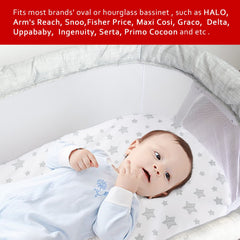Moonsea bassinet sheet fabric close-up highlighting soft, breathable cotton blend for comfortable sleep.