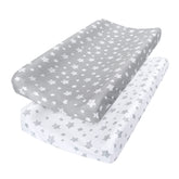 Moonsea changing pad cover in grey and white shows soft microfiber for comfy changes.