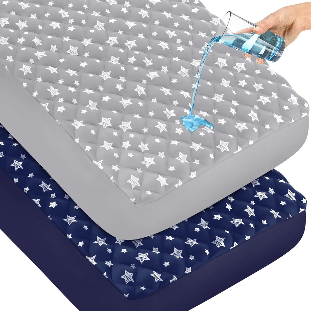Moonsea crib mattress protector waterproof 2-pack guards against spills.
