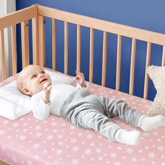 Moonsea crib sheet elastic edge demonstrates a snug fit for standard cribs.