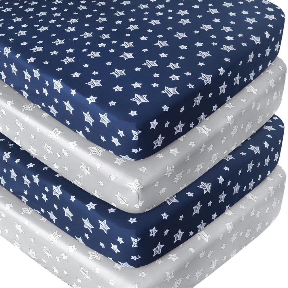 Moonsea crib sheets 4 pack fabric close-up shows soft, breathable microfiber for baby's comfort