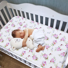 Moonsea crib sheets floral pack 2 show gentle colors to brighten the nursery