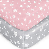 Moonsea crib sheets girls 2-pack folded for quick nursery setup.