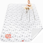 Moonsea elephant splat mat under high chair image shows wide coverage to catch spills.