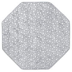 Moonsea octagon playpen mat grey star fabric closeup for soft baby crawl comfort