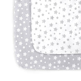 Moonsea pack n play sheet in grey and white pattern with soft, breathable fabric