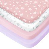 Moonsea pack n play sheets girl 4pack on standard playard mattress for cozy sleep.