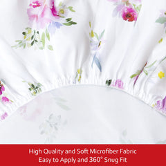 Moonsea Pack n Play Sheets Girl floral elastic edge ensures snug fit and easy changes