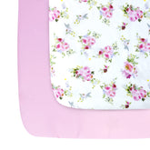 Moonsea Pack n Play Sheets Girl floral set close-up shows soft, breathable microfiber for comfy naps