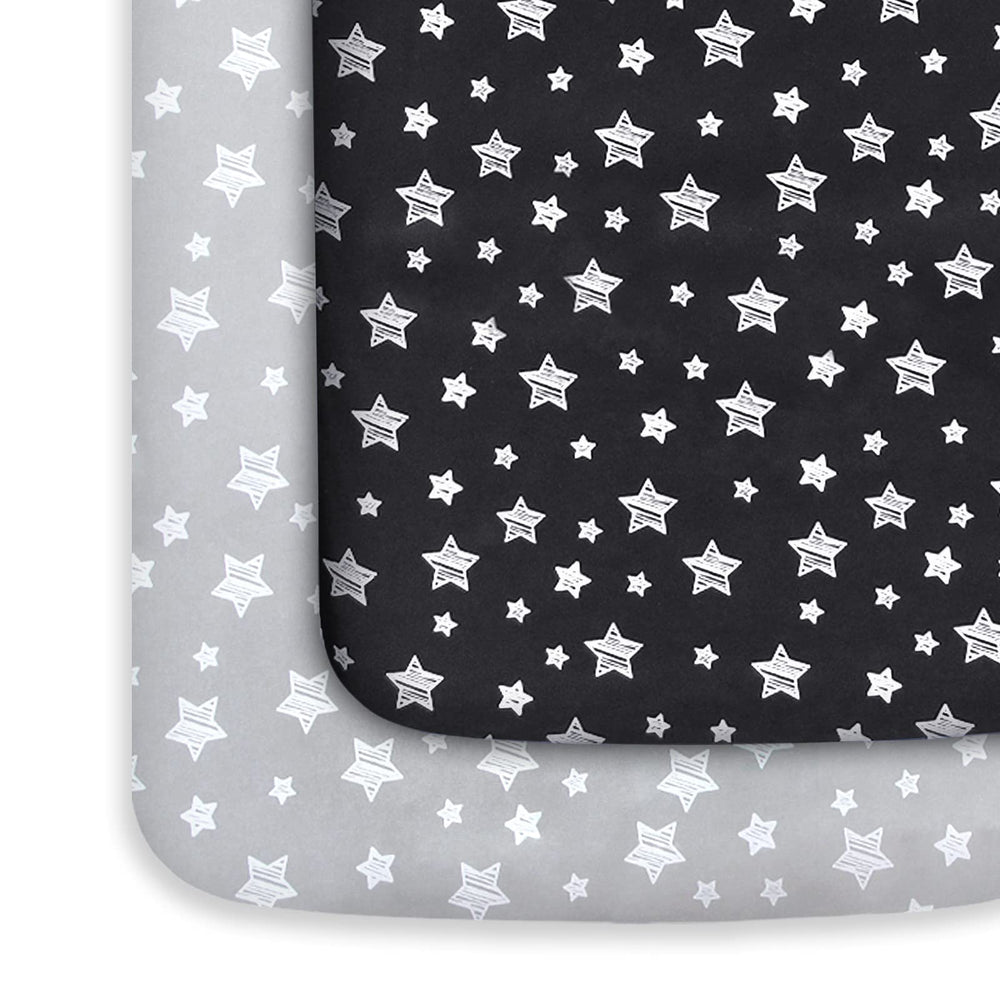 Moonsea Pack N Play Sheets close-up reveals soft microfiber for breathable nap-time comfort.