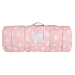 Moonsea Toddler Nap Mat pink star pattern shows soft nap time comfort