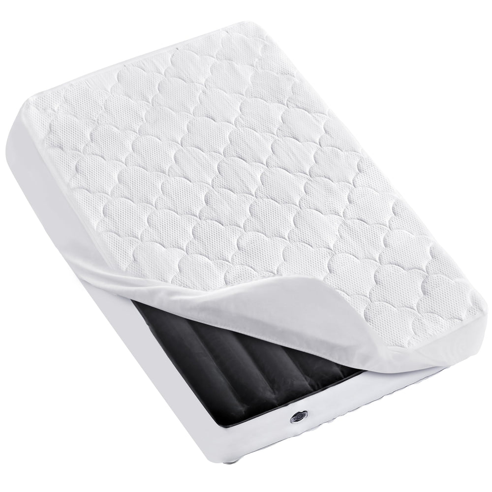Moonsea toddler travel mattress protector waterproof layer keeps leaks at bay during trips.
