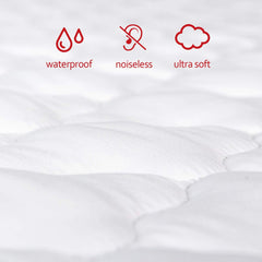 moonsea-waterproof-pack-and-play-sheets-quilted-padding close-up highlights gentle cushioning for nap or play