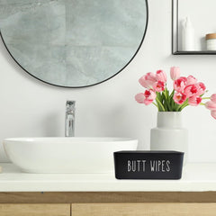 Moorfowl Butt Wipes Dispenser black finish adds sleek, modern bathroom style