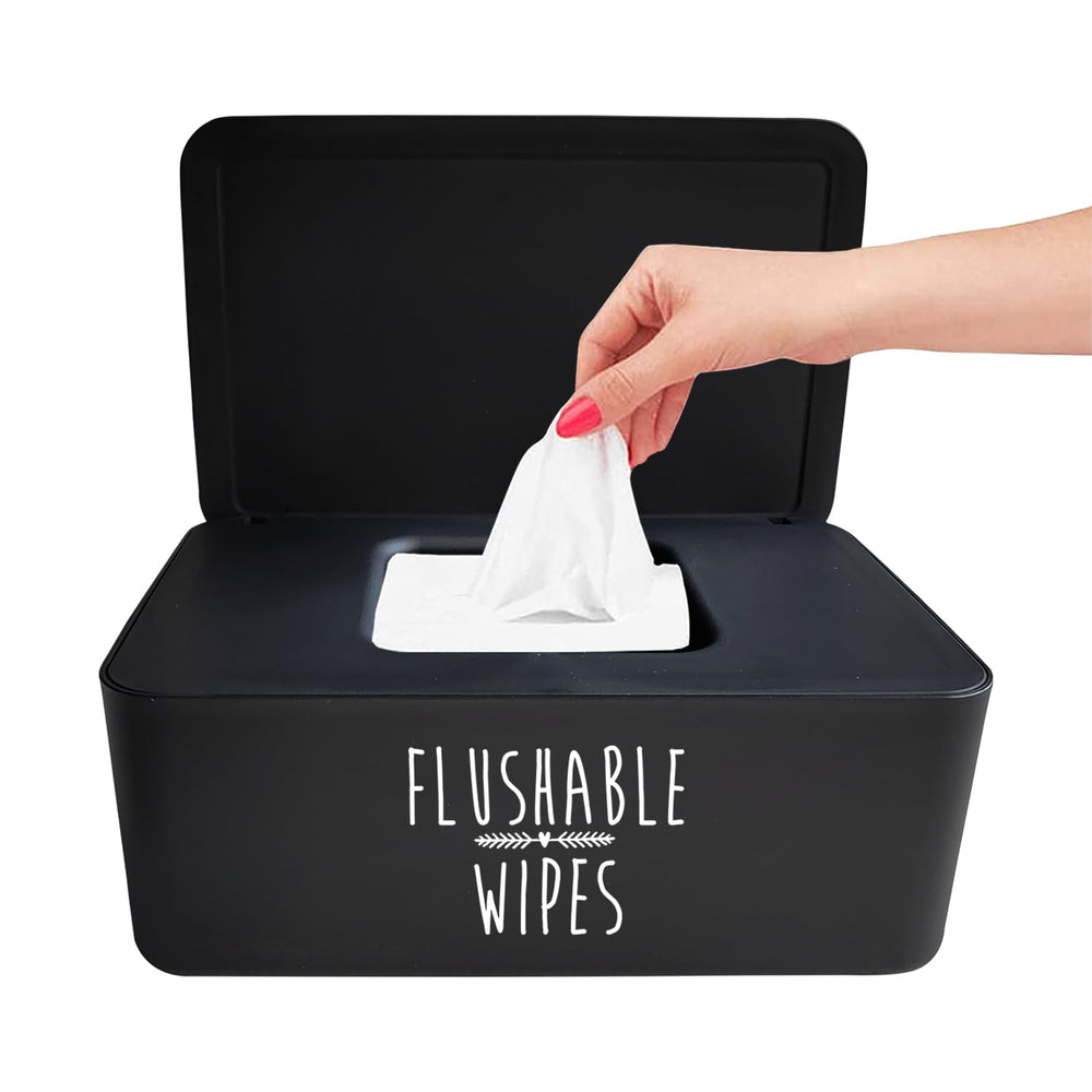 Moorfowl flushable wipes dispenser front view shows sleek design for a tidy bathroom