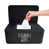 Moorfowl flushable wipes dispenser front view shows sleek design for a tidy bathroom
