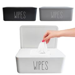 Moorfowl wipes dispenser in black front view with easy one-handed access.