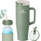 MOQOZO breastmilk storage bottle pours smoothly for on-the-go feeding.