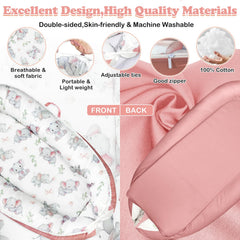 morabloomy elephant portable baby lounger reversible cover grey side showing minimalist design