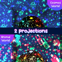 Moredig projector with two projections for dual themes in kids rooms