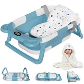 MoreFeel collapsible baby bathtub folded for compact storage