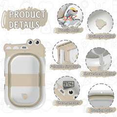 MoreFeel collapsible baby bathtub with thermometer for real-time temperature.