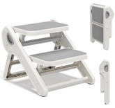 MoreFeel foldable toddler stool 2-step in use on kitchen counter for easy reach.