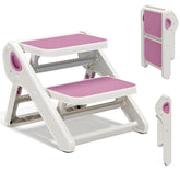 MoreFeel foldable toddler stool unfolded supports independent handwashing and height access.