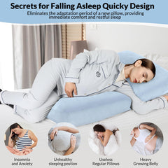 Morelexa ergonomic full-body pillow offers back, hip, and leg relief through structured contour.