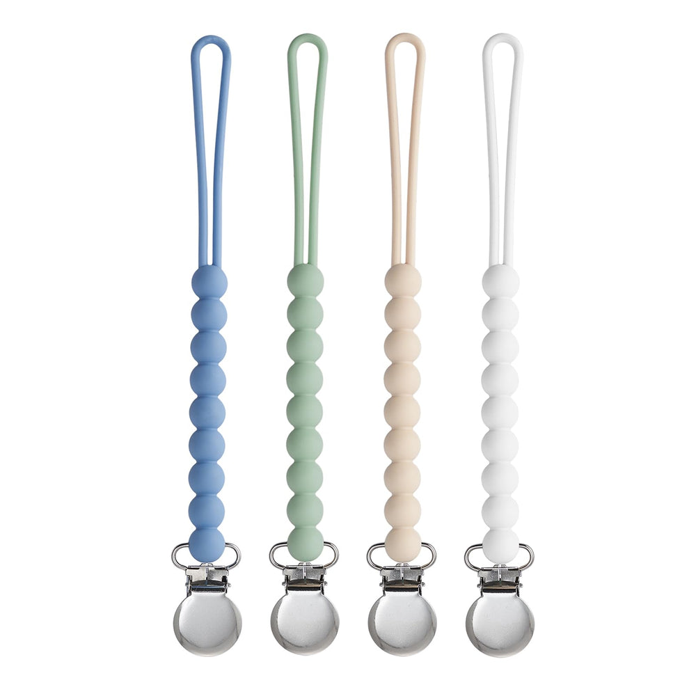 MORIBOX pacifier clip beige helps keep pacifier within reach during outings.