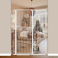 Mornyray extra tall cat gate in doorway secures entry and prevents jumping.
