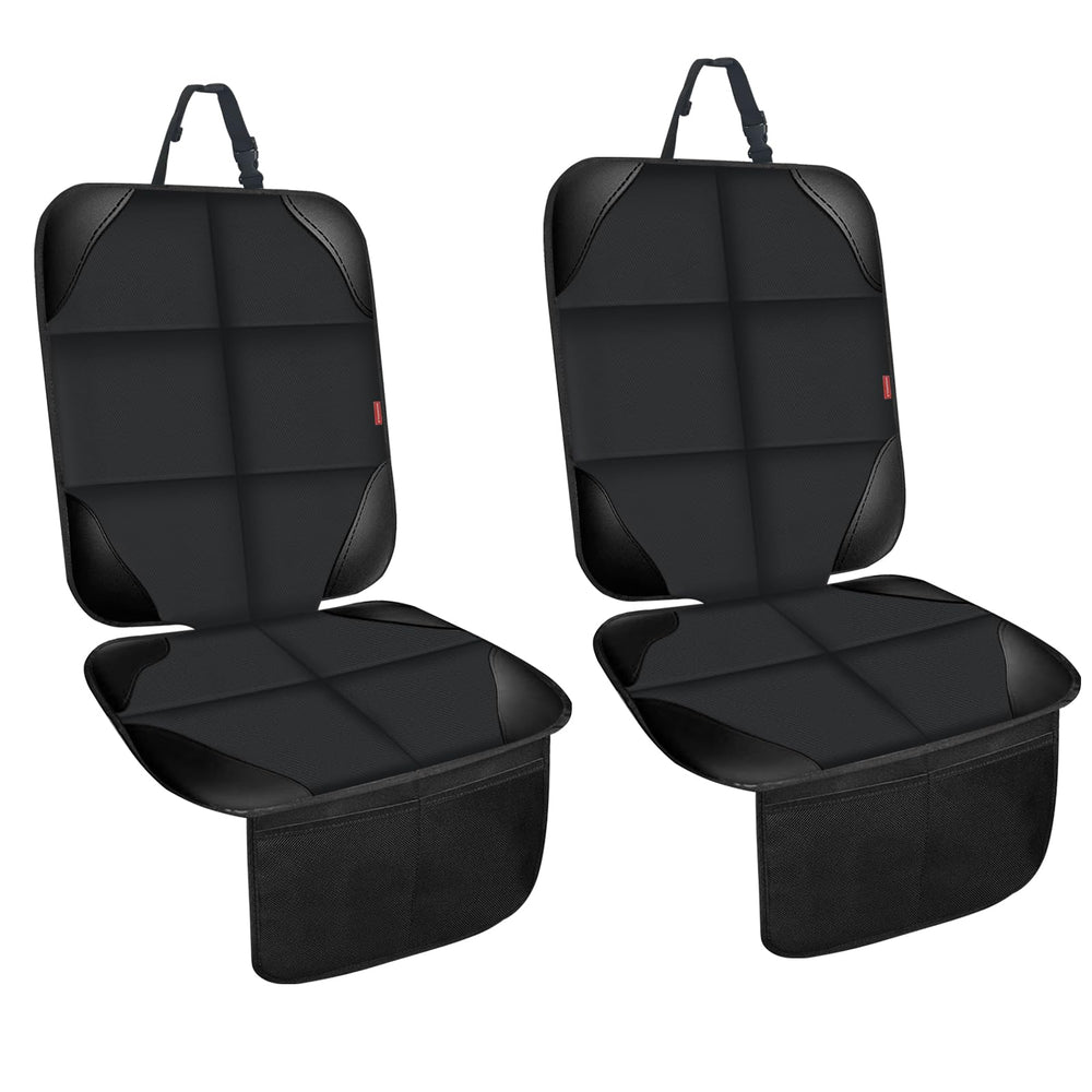 MORROLS car seat protector front view reduces wear and spills during family trips.
