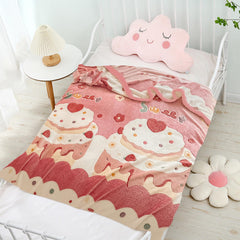 MorroMorn baby blanket cream cake pattern close-up showcases ultra-soft fleece for cozy naps