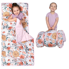 Morxy nap mat roll-up with pillow: portable sleep solution for daycares and travel.