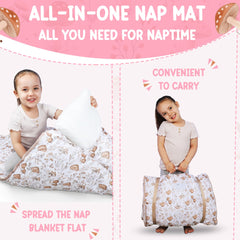 Morxy nap mat rolled for travel and car trips.