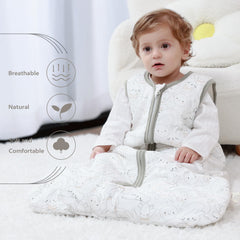 Mosebears 2.5 TOG winter sleep sack keeps baby warm in cooler rooms.