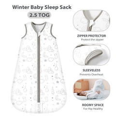Mosebears Sleep Sack 2way zipper closeup enables easy diaper changes.