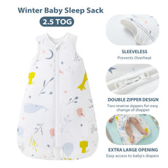Mosebears Sleep Sack 2-way zipper enables easy dressing and night diaper changes.