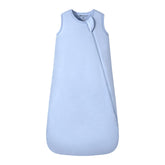 Mosebears sleep sack fog blue showing 2-way zipper for easy changes