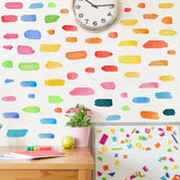 MOSITU Colorful Line Wall Stickers sheet1—vibrant watercolor stripes for kids' room decor and easy removal.
