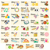 MOSITU kids classroom labels on three sheets for easy toy organization.