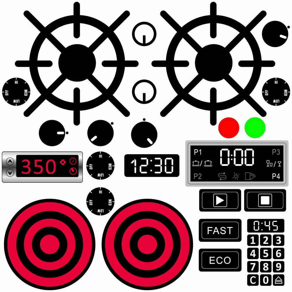 MOSITU play kitchen decals stove burners for imaginative pretend cooking.