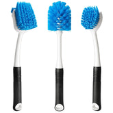 MOSOLAN dish brush set 3-pack for quick dishwashing and bottle cleaning.