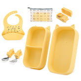 Mossora portable plates with suction cat design securely attach for mess-free meals on the go.