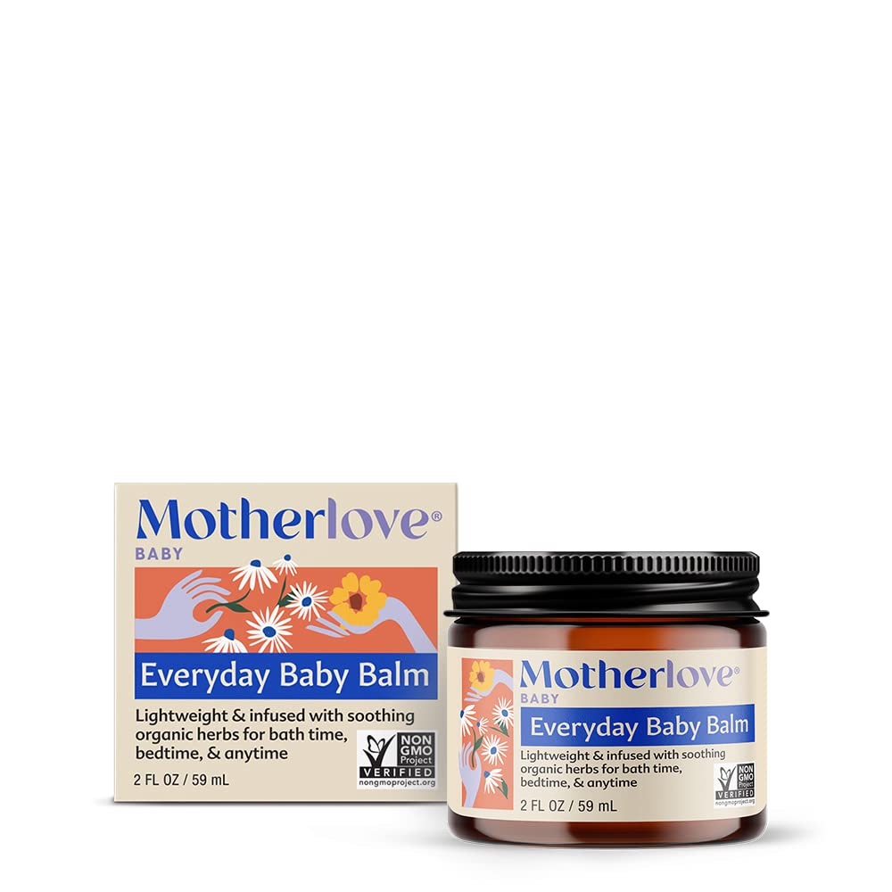 Motherlove Everyday Baby Balm packaging shown, fragrance-free care for sensitive baby skin.