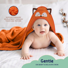 Mother's Choice organic baby hooded towel hooded wrap for newborns promotes cozy drying