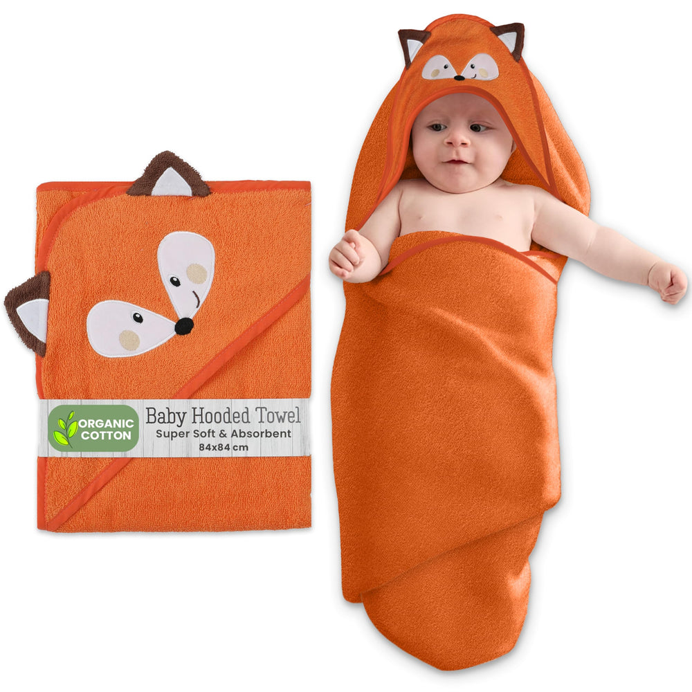 Mother's Choice organic baby hooded towel closeup shows ultra-soft cotton for gentle drying