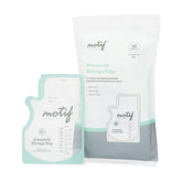 Motif Medical breastmilk bag with easy-pour spout for mess-free transfers.