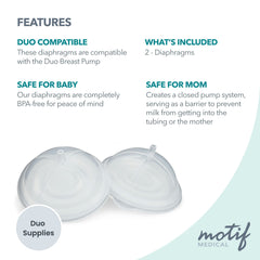 Motif Medical diaphragm replacement parts fit Motif Duo Pump, easy replacement for reliable performance.