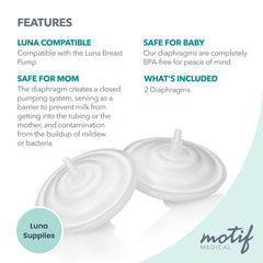 Motif Medical diaphragms longevity-protect prolongs Luna pump life with regular replacement.
